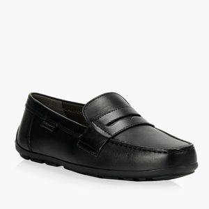 Geox Uniform Loafers Black Leather Flats Size 33 EU 2 US